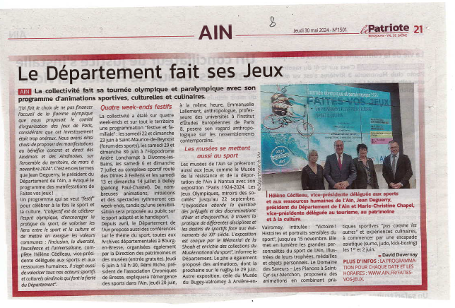 Le Patriote beaujolais val de saone 30 05 24 JO dans lain