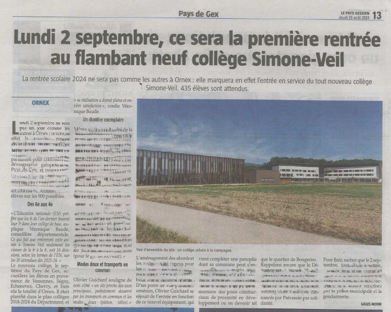 Le pays gessin 29 08 24 nouveau college ornex