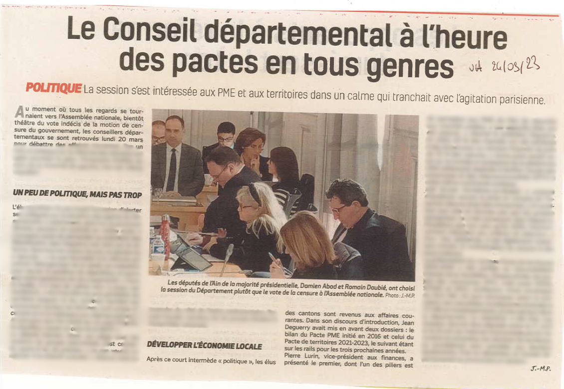 Voix de l ain 24 03 23 pacte pme et territoire