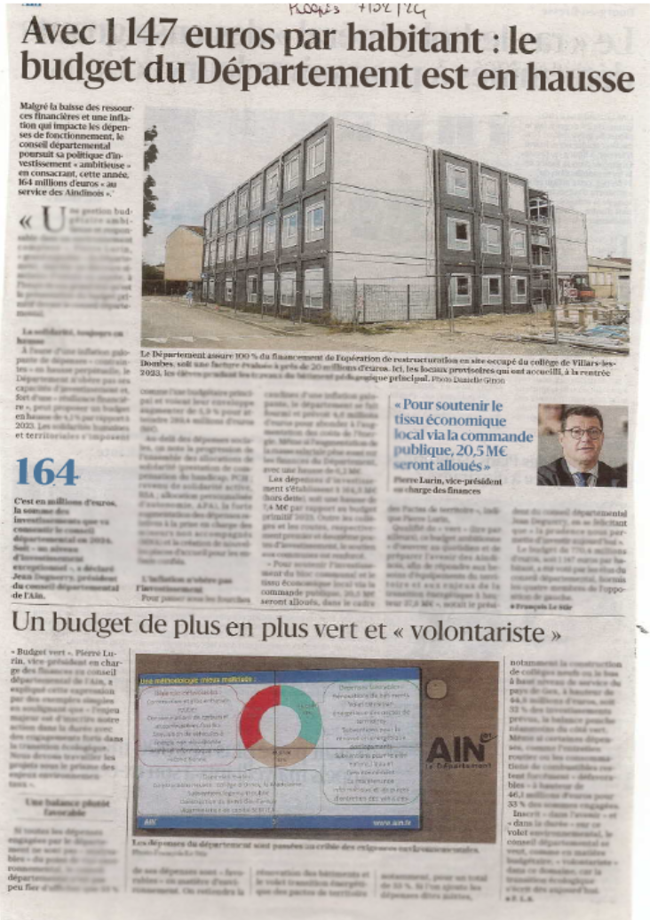 le progres 07 02 24 budget en hausse 2