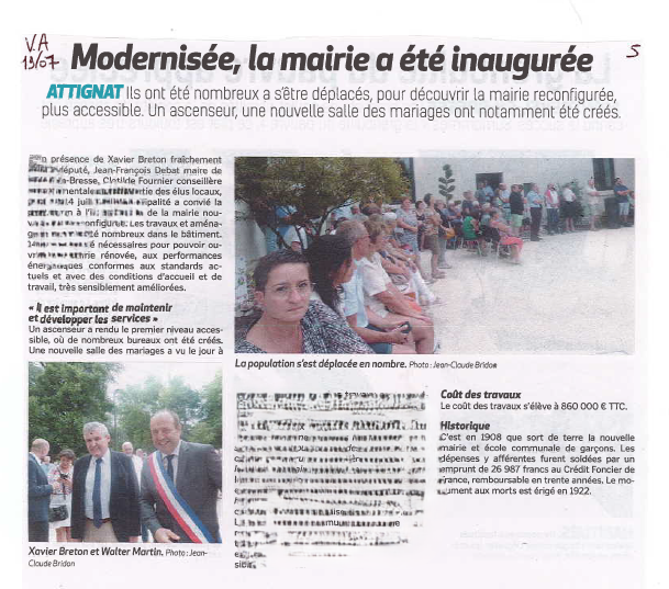 Voix de lAin 19 07 24 modernisation mairie attignat